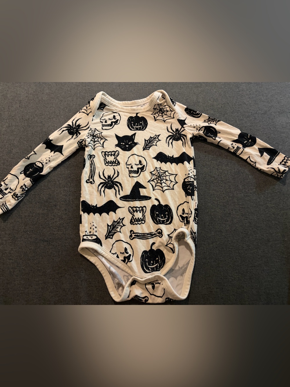 Little Sleepies Cream and Black Halloween Print One-Piece Bodysuit